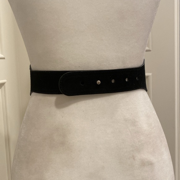 Vintage Rubik IceCube glass Mirror Suede Leather Wide statement belt Y2K RARE - Picture 4 of 14